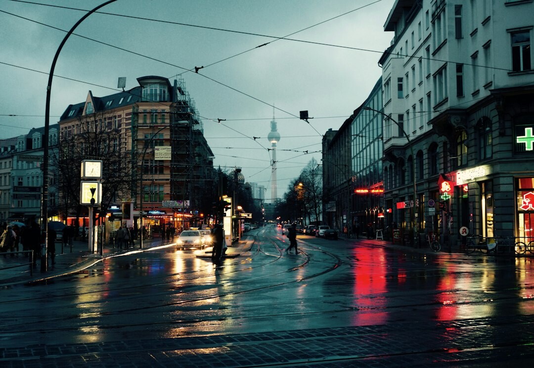 rainy street at night